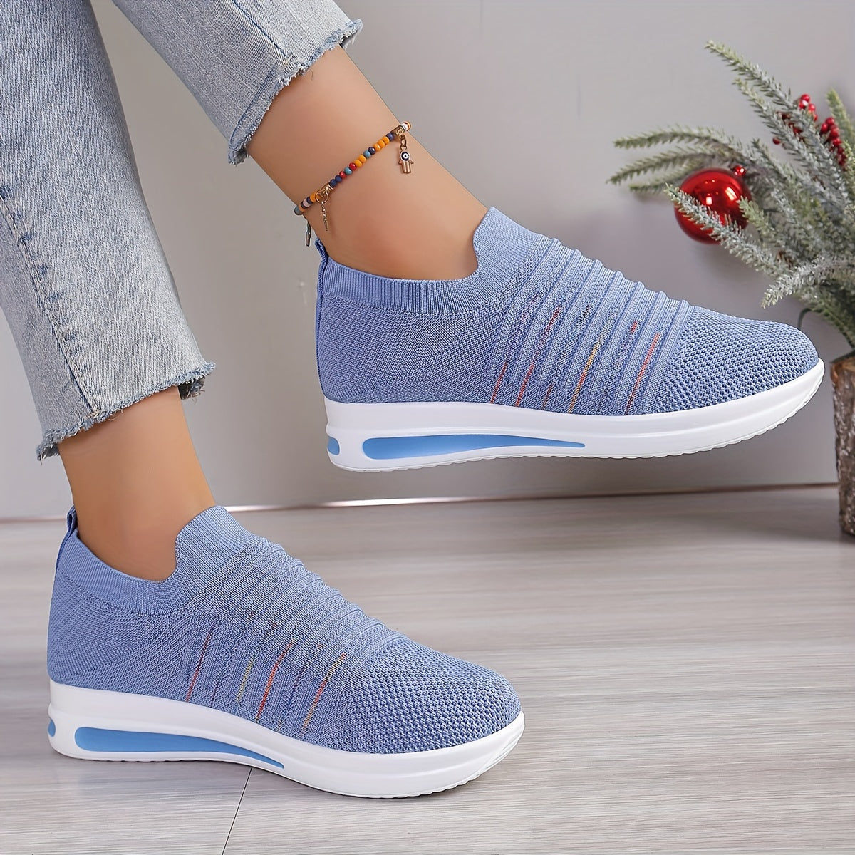 Breathable Lightweight Fabric Slip-On Loafers - All-Season Casual Penny Shoe Style with Peep Toe, Non-woven Insole & Polyurethane Sole