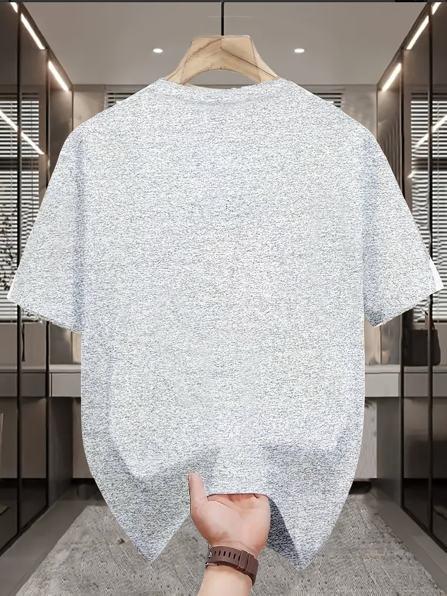 Men's Casual Graphic T-Shirt - Soft Polyester Blend, Crew Neck, Short Sleeve, Summer Style with Unique Moon and Figures Print, Lightweight and Comfortable for Casual Attire, Everyday Tshirt Artistic Design Shirt Lightweig