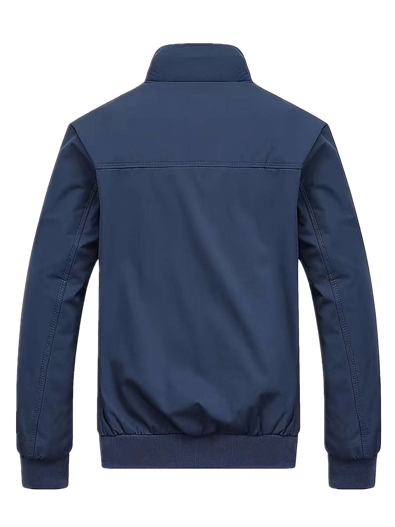 Men's Long Sleeve Zip Up Stand Collar Coat, Business Stand Collar Jacket With Zipper Pockets, Spring Autumn Men's Clothing