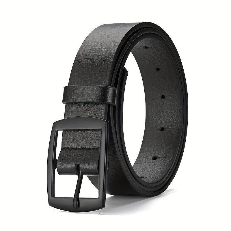 LJSQ Men's Faux Leather Belt - Casual Style Square Alloy Buckle - Adjustable Comfort Fit for Daily Wear & Business - 1pc