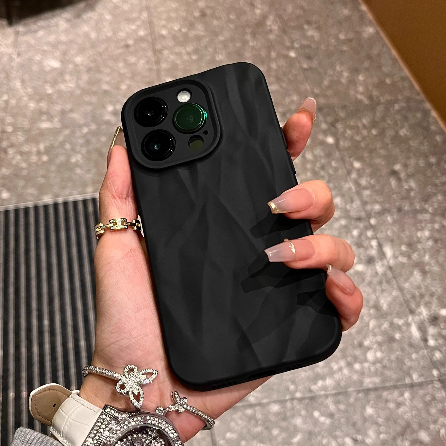 Շքեղ ծալքավոր միագույն հեռախոսի պատյան iPhone 16 15 14 13 12 11 Pro Max Plus-ի համար, հարվածակայուն պարզ հեռախոսի պատյան, հեռախոսի հետևի կափարիչը հարմար է Apple 16 15 14 Plus հեռախոսի պատյանի պարագաների համար։