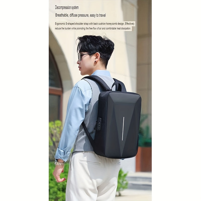 Durable Build, Business Style Laptop Backpack with Anti-Theft Design, Adjustable Shoulder Straps, Multiple Compartments, Zipper Closure PVC Lining - Black, Secure Laptop Storage Sleek Backpack Design Sturdy Zipper Closu