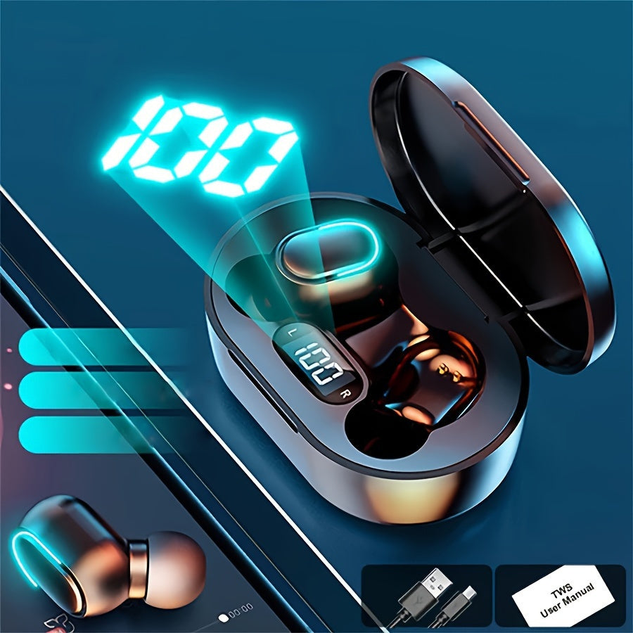 High-Quality E7S TWS Wireless Sport Headphones with LED Display, HiFi Stereo, Noise Reduction for Calls, Wireless Connectivity - USB Rechargeable, Earbuds, Headset