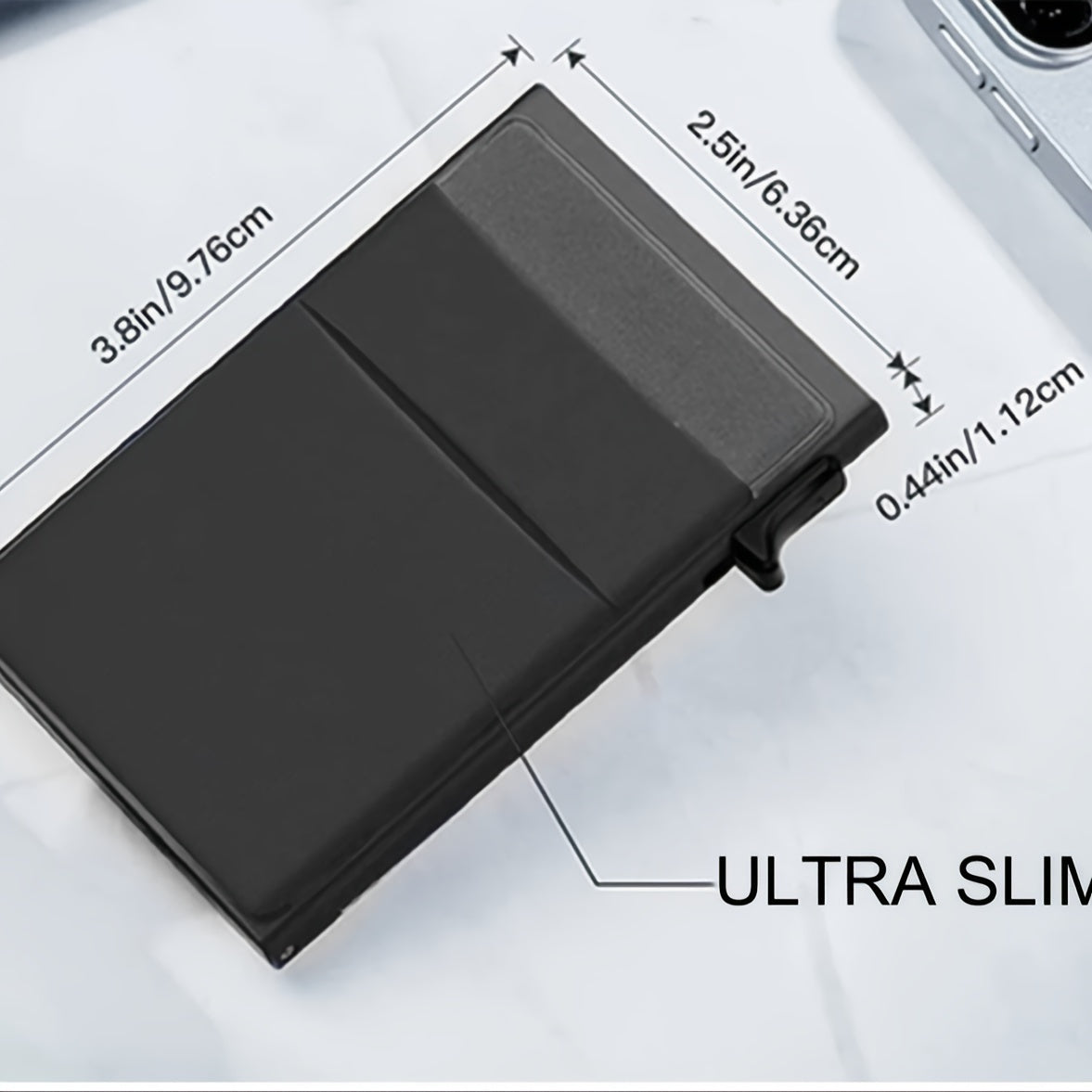 Men's Sleek RFID-Blocking Credit Card Holder with Pop-Up Coin Slot - Aluminum Alloy, Solid Black