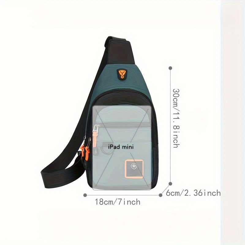 Stylish Men's chest bag with lightweight canvas material, available in black, gray, and blue. Fashionable casual waist pack for outdoor sports, perfect as a gift for men
