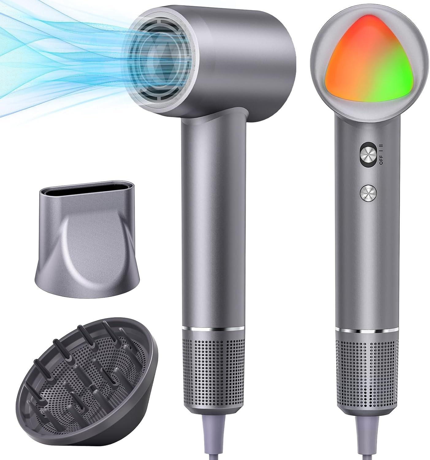 Hair Dryer, 160000 RPM Portable Professional Ionic Hair Dryer with 500 Million Negative Ions, Fast-Drying, Low Noise with Diffuser & Nozzle, Lightweight for Home and Travel