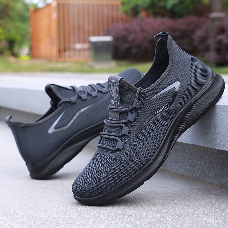 Men's Lightweight Slip-Resistant Casual Sneakers - Breathable Mesh & Fabric Upper, Durable PU Sole, Round Toe Low-Top Design for Hiking, Outdoor, Travel & Daily Wear - All-Season Comfort, Hiking Shoes, Outdoor Footwear, Sleek