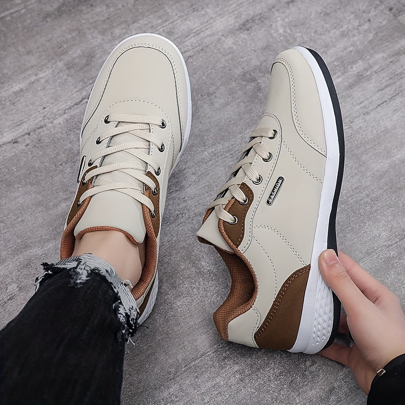FAYWELLME Unisex Casual Sneakers, Breathable Low Top Lace-up Shoes, Solid Color All-Season Sports Running Shoes with MD Sole, Fabric Inner & Insole, Plain Toe