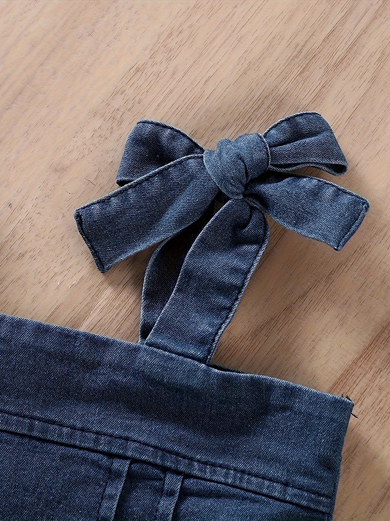 Relaxed Fit, Chic Girl's Denim Outfit Set - անթև վերնաշապիկ և բարձր գոտկատեղով բացված շալվար գոտիով, բամբակյա խառնուրդ, լվացվող մեքենայում, կատարյալ դրսում