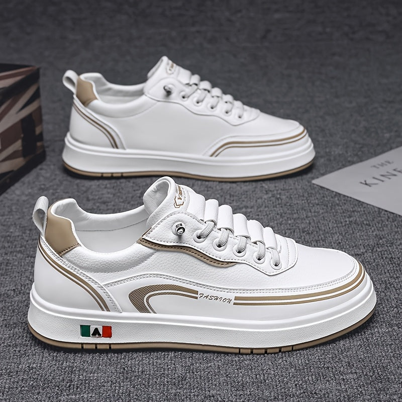 FC06 Men'S Casual Sneakers - Black White Low-Top Lace-Up Shoes with Italian Flag Design, Faux Cover Upper, Cushioned PVC Sole, Breathable Fabric Lining for All-Season Comfort, Everyday Footwear, Modern Sneakers, Fabric Line