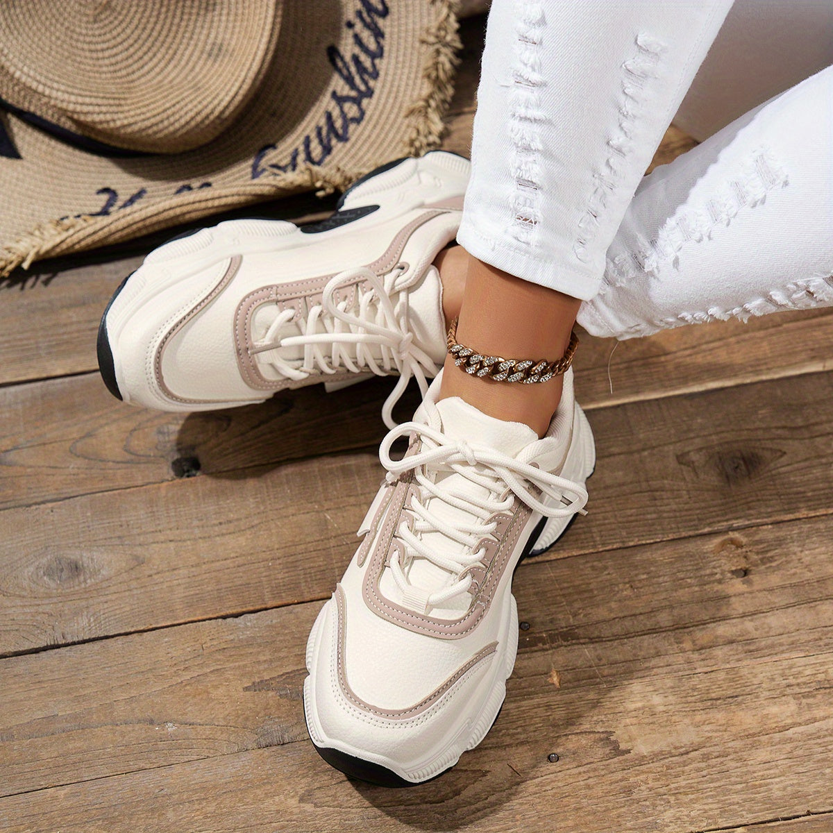 2025 New Arrival Women'S Low Top Round Toe Lace Up Synthetic Casual Sports Shoes, Waterproof Mesh Upper, Rubber Sole, Fabric Insole and Inner Material, with Hand Wash or Professional Dry Clean Operation Instruction, for Sprin