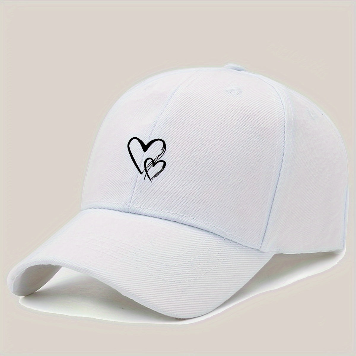 1 հատ կանացի կարգավորվող բեյսբոլի գլխարկ Love Heart Print-ով - Սև պատահական արևի գլխարկ ճանապարհորդության, արձակուրդի և պատահական հագուստի համար, շնչող պոլիեսթեր տրիկոտաժի դիզայն