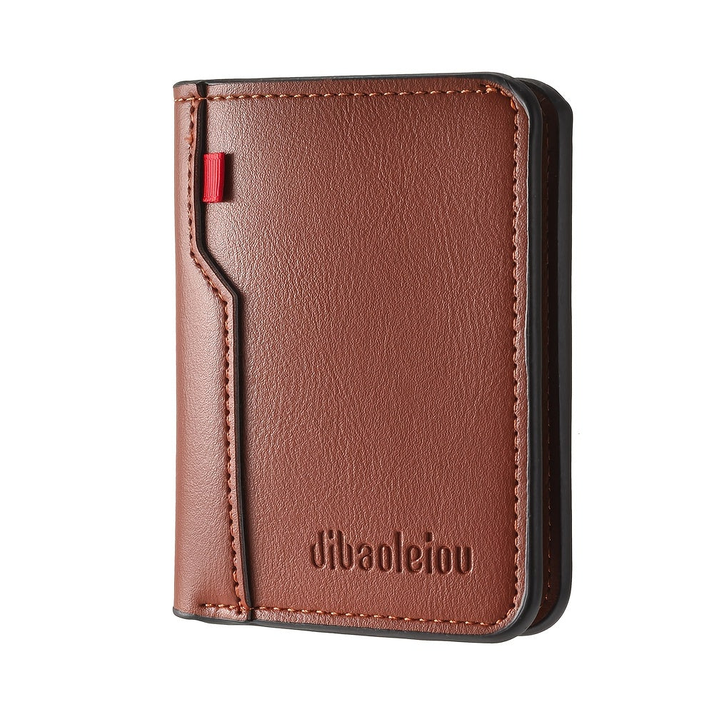 1pc Men'S Vintage Faux Leather Credit Card Wallet, Slim and Soft Design, Multiple Card Slots, Business Style Driver'S License Card Holder, Travel Zero Wallet