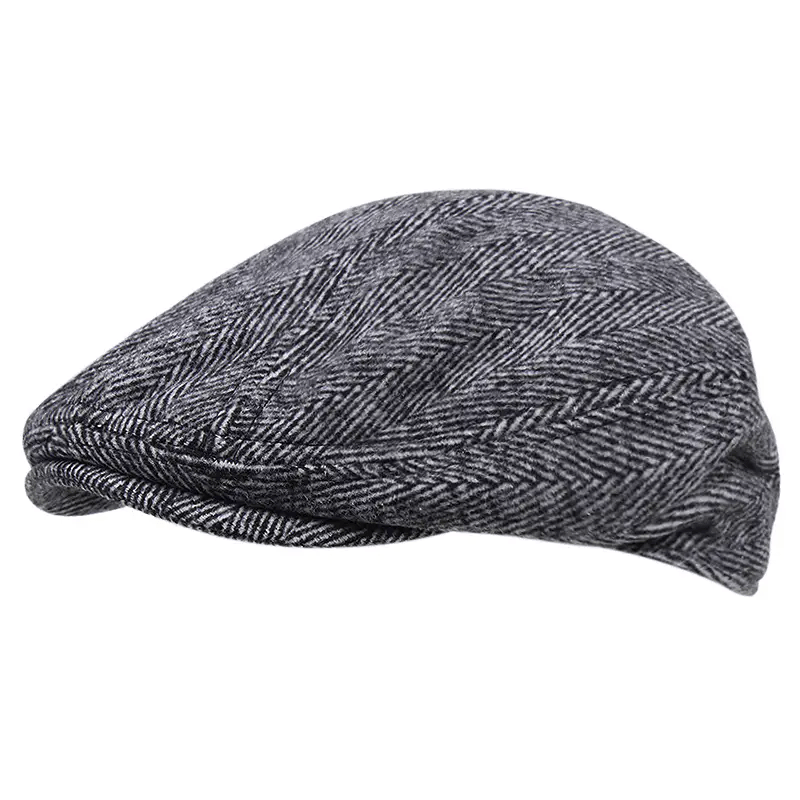 Men'S Knit Fabric Flat Cap - Textile Material ≥80%, Herringbone Pattern, Hand Wash/Dry Clean, Leisure Sun Hat, Mixed Color (1-Pack)