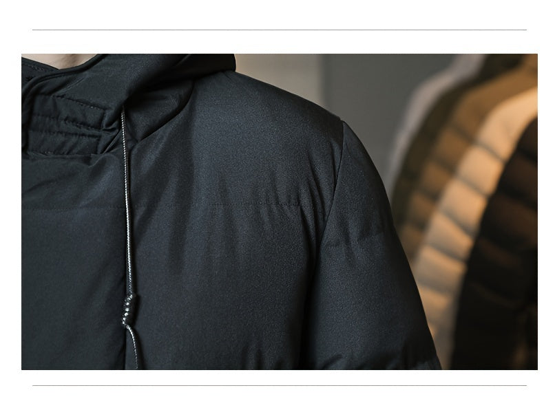 Men's Winter Hooded Padded Jacket, Thickened Loose Fit Solid Color Zip-Up Padded Coat, Warm & Stylish Men's Outerwear