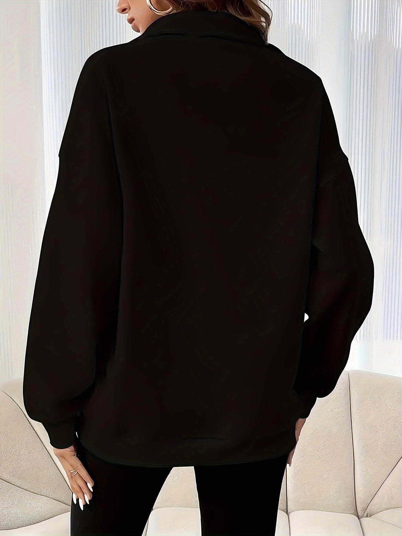 Women's Fashion Solid Color Zip-Up Fleece Sweatshirt - Sporty, Machine Washable, High Neck Pullover for Fall/Winter