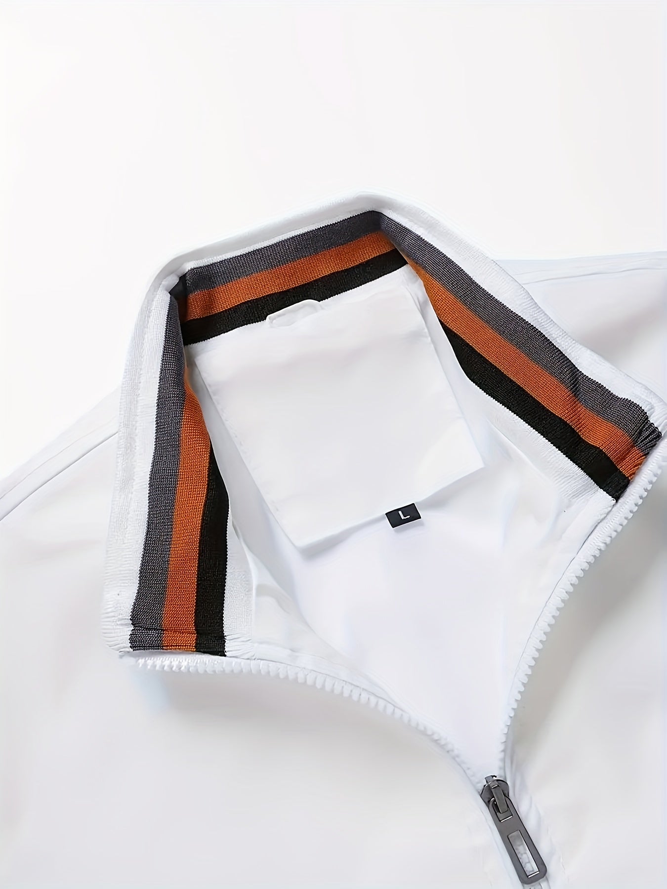 Lightweight And Trendy Men's Long Sleeve Zipper Jacket With Stand Collar, Pockets And Stripe Pattern Pieces, Suitable For Spring And Autumn Outdoors Activities
