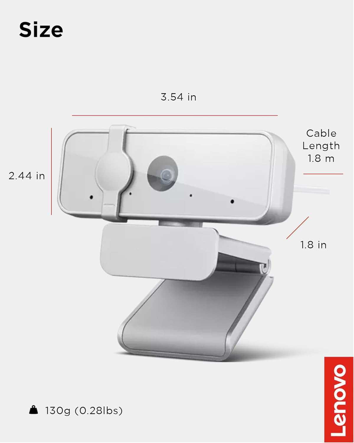 Lenovo HD 1080P Webcam (300 FHD) - Monitor Camera with 95° Wide Angle, 360° Rotation Pan & Tilt, Dual Microphones – Attachable Desktop Cam with Privacy Shutter for Remote Work, Streaming & Gaming