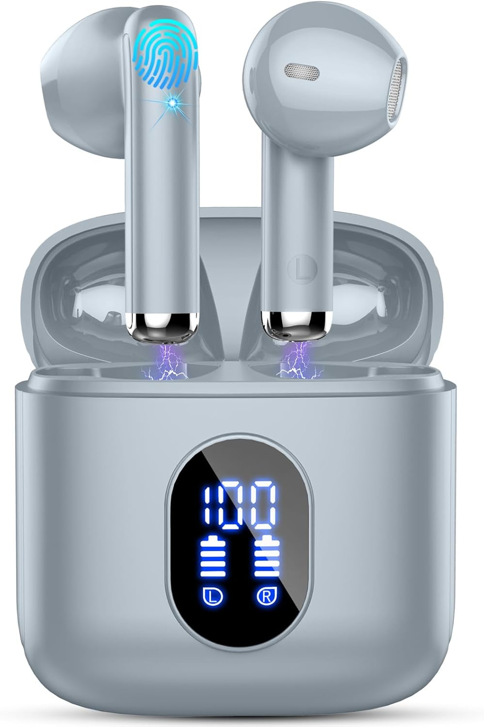 Wireless Earbuds, Bluetooth Headphones V5.4 Stereo Bass Ear Buds with ENC Noise Cancelling Mics, 40H Bluetooth Earbuds with LED Display Charging Case, IP7 Waterproof Earphones for Android Ios, Black