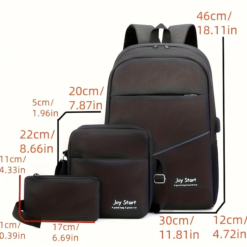 Business Laptop Backpack Business Charging Large Capacity Casual Three-Piece Set Bag