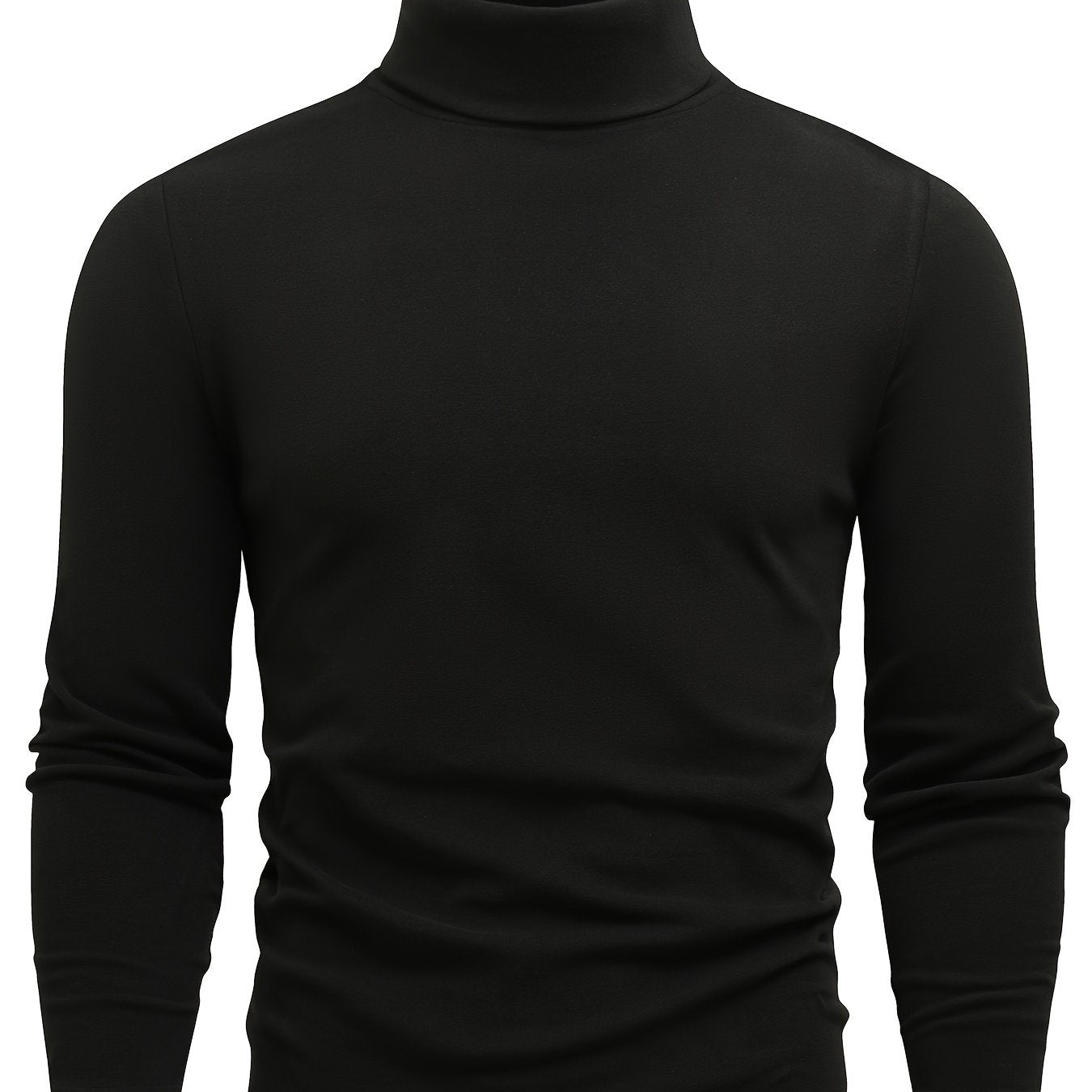 Casual Solid Men's Autumn And Winter Turtleneck Long-sleeved Fit T-shirt