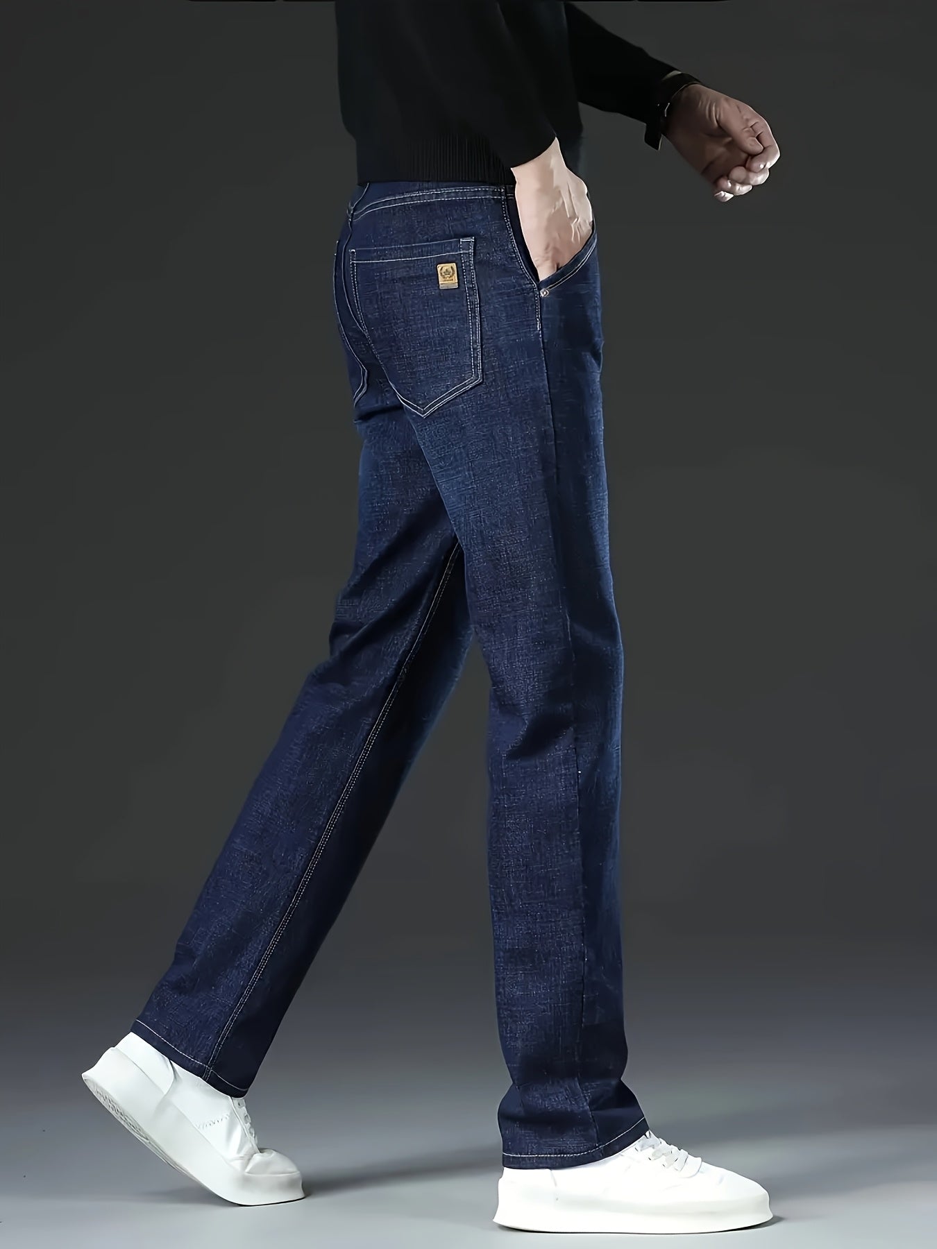 Four Seasons Regular Men's Jeans New Business Trendy Straight Jeans Fashionable Versatile Men's Elastic Jeans Very Suitable for Daily Outdoor Casual Wear Comfortable Classic Design