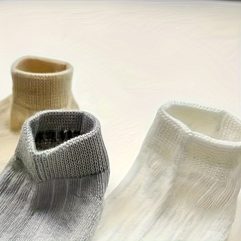 5pcs/3pcs Cute joyful Face & Striped Cotton Blend Youngsters Socks - Perfect for Boys & Girls 0-5 Years, All Seasons