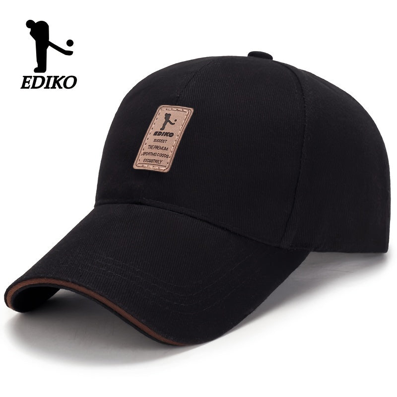EDIKO Unisex Baseball Cap, 100%, Breathable Sun Protection Hat for Men & Women, Casual Outdoor Golf Cap, Woven, Hand Washable - Black