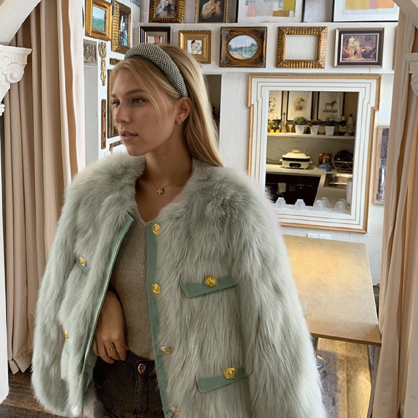 Women'S Elegant Faux Fur Coat - Chic Long Sleeve, Button-Up Front, Loose Fit, Solid Color, Perfect for Fall/Winter Casual Outings, Stylish Outerwear | Chic Long Sleeve | Sleek Design, Fur Coat For Women Winter, Fur Coat Women