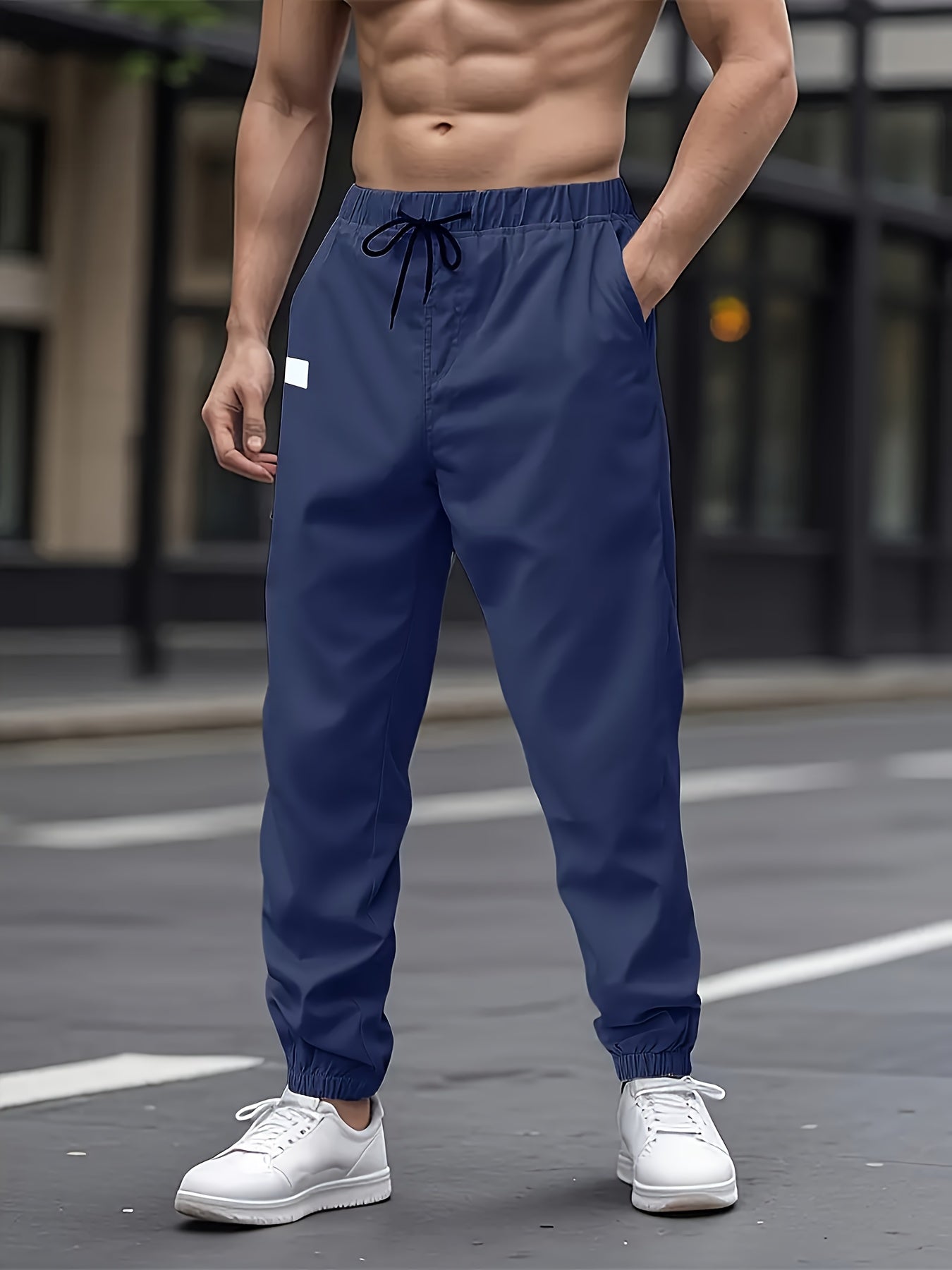 1pc Men'S Casual Cargo Pants, Solid Color Polyester Drawstring Waist, Non-Stretch Woven Fabric, Regular Fit, Polyester Lined, Perfect for Weekend Casual Wear