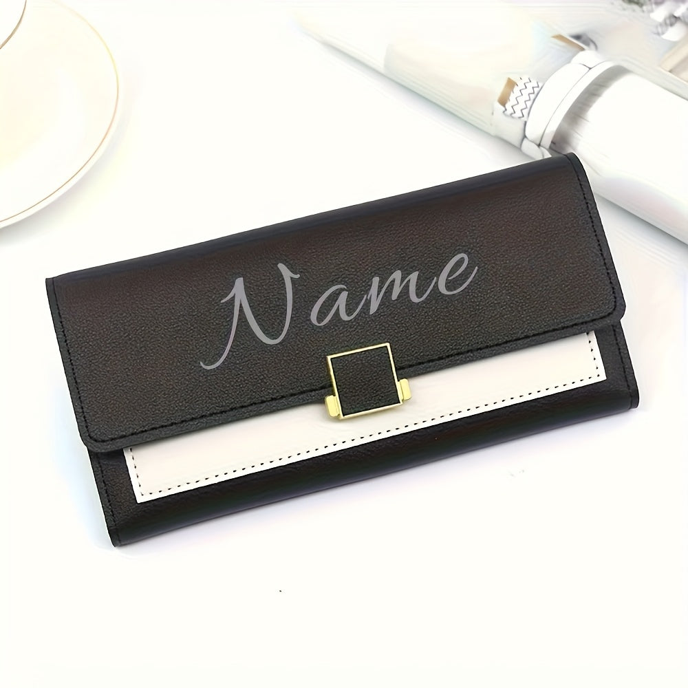 Custom Name Women's Wallet, Personalized Long Foldable Wallet with Contrasting Colors, Large Capacity Multi-Card Slot Wallet, Mother's Day Gift, Birthday Gift, Anniversary Gift, Bridesmaid Favor, Gift for Mom, Valentine's Day