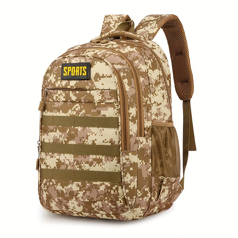 SPORTS Men's Casual Backpack - High-Capacity Camo & Solid Color Options, Durable Nylon, Ideal for Hiking, Travel & Students with Laptop Compartment