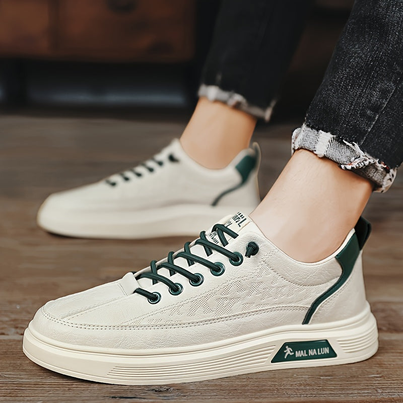 Men's Casual Shoes With Elastic Lace Breathable Skateboard Shoes, Comfy For Outdoor Walking Traveling All Seasons