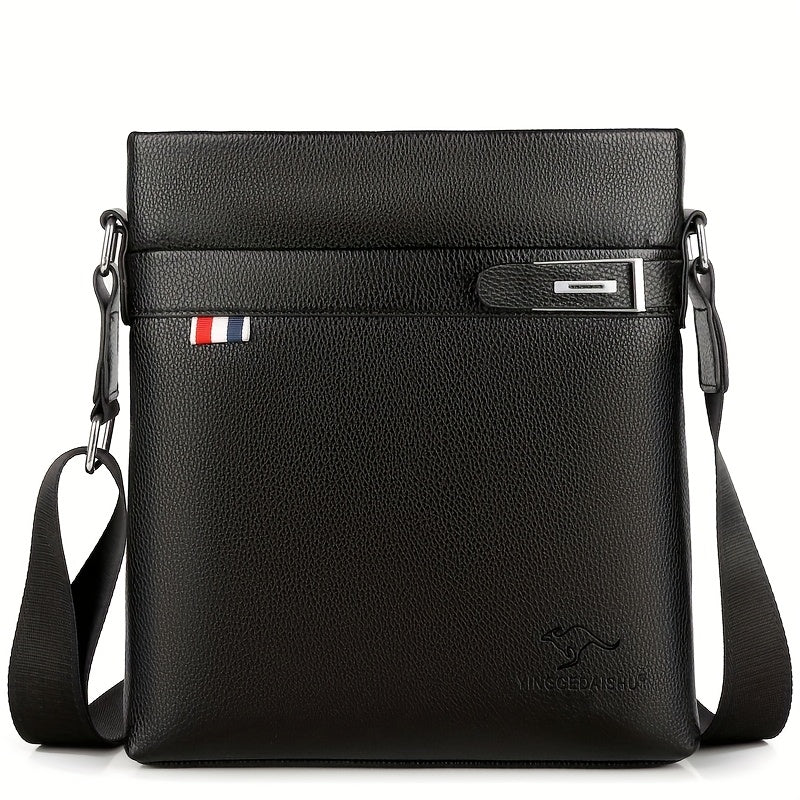Men'S Stylish Black Crossbody Bag with Adjustable Strap, Multiple Compartments Zipper Closure - Lightweight for Daily Commute, Travel, and Work Trips, Travel Bag, Versatile Shoulder Bag, Textured Finish