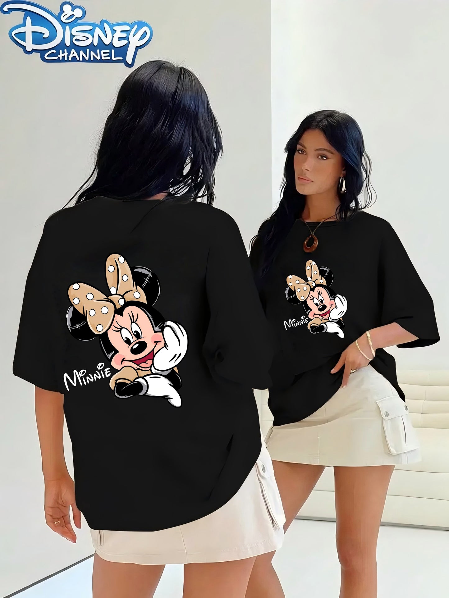 Disney Women's Minnie Mouse Graphic T-Shirt - Red Casual Short Sleeve Summer Top with Polka Dot Bow Design, Lightweight Machine-Washable Tee for Disney Fans, Perfect Gift, Disney Shirt, Playful Design, Comfortable Fit