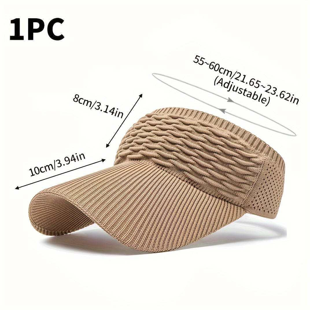 Casual Elastic Knitted Cap, Breathable Women's Empty Top Sunshade Hat For Outdoor Sports And Sun Protection
