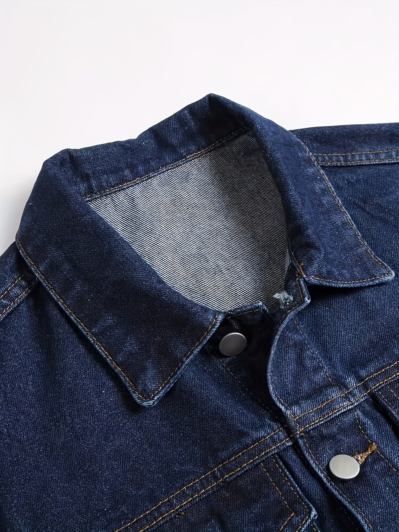1pc Men'S Casual Denim Jacket, 80% Cotton 20% Polyester, Solid Color, Lapel Collar, Non-Stretch Woven Fabric, Regular Fit with Pockets