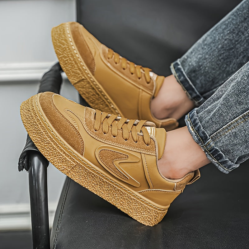 Men's Fashion Sneakers - Casual Lace-Up, All-Season Grip Shoes with Durable PU & EVA Material, Movement Style, Leisure Style, Four Seasons