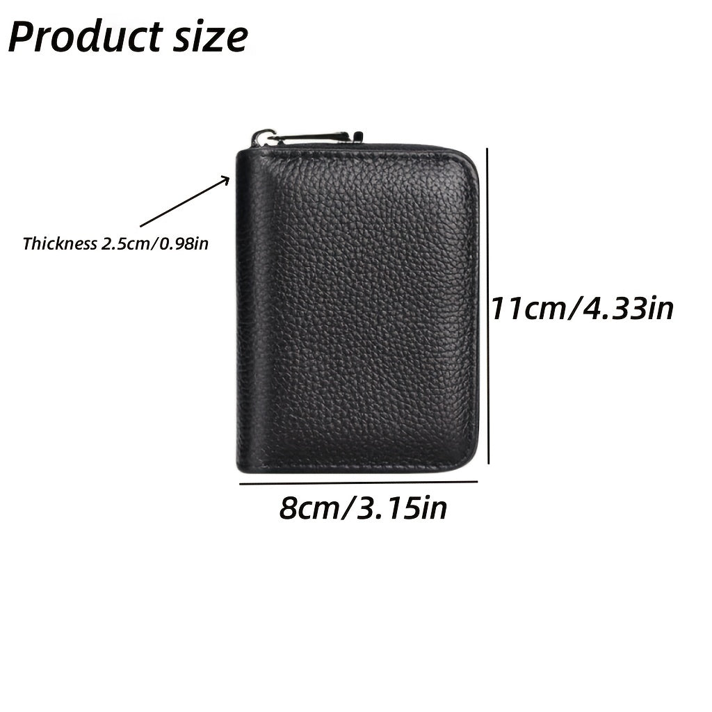 1pc Men'S Casual Faux Leather Wallet & Business Card Case, Black, Universal, PU Material, Smooth, Durable, Multi-Purpose, Large Capacity, with Multi-Card Slot, ID Card Bag, Zipper Pocket, Stylish, Safe, Anti-Degaussing, for D