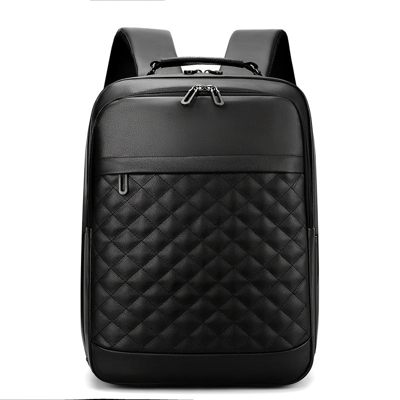 Classic -patterned business backpack, suitable for both men and women. Crafted with high-quality materials, featuring a simple yet elegant design with refined zipper details and spacious compartmentalized storage to showcase