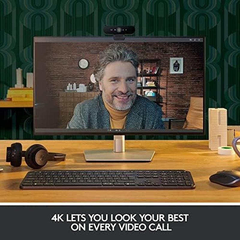 Logitech Brio PRO X 4K Webcam, Ultra 4K HD Video Calling, Noise-Canceling Mic, HD Auto Light Correction, Adjustable Field of View, Microsoft Teams, Zoom, Google Voice, Pc/Mac/Laptop/Macbook/Tablet