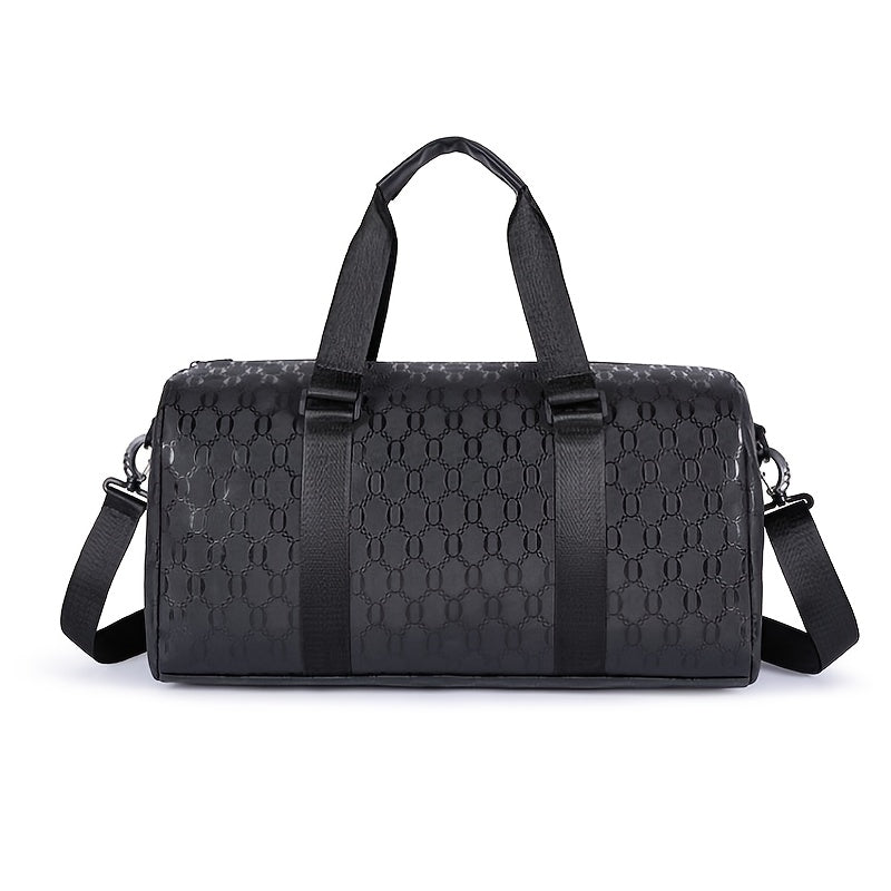 Unisex Hexagon Pattern Gym Duffel Bag - Large Capacity Fitness Travel Bag with Adjustable Shoulder Straps, Durable, Black for Yoga, Overnight Trips & Sports, Travel Luggage | Modern Fitness Bag | Sturdy Handles, Gym Accessori