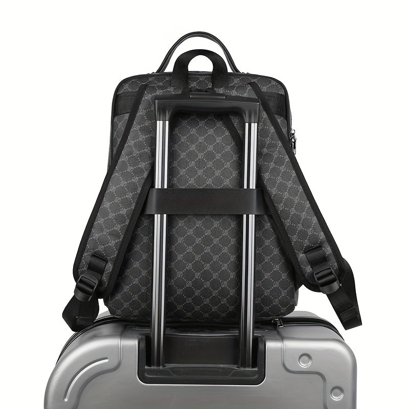 Men's Business Casual Commuter Backpack - Multi-Pocket Convertible Shoulder Bag with Suitcase Attachment, Sleek Minimalist Design for Work Travel Daily Use, Travel Bag