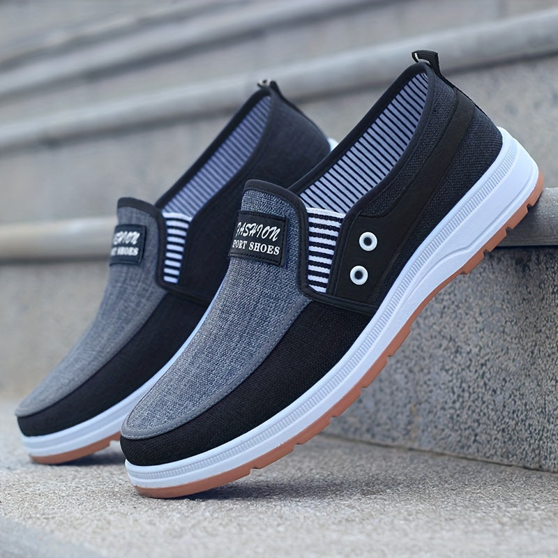 Low Top Men'S Casual Slip-On Fabric Upper Walking Shoes, Breathable, Comfortable, Solid Color, Fabric Insole, Faux Sole, Fabric Inner, with Rubber Sole for All Seasons