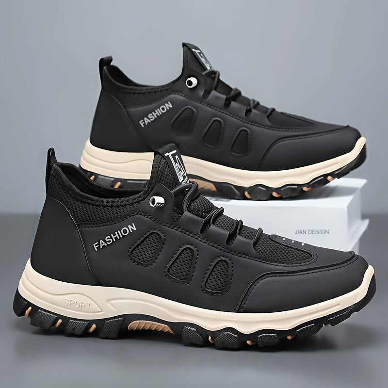 Men'S Breathable Running Shoes - All-Season Casual Sports Sneakers with Elastic Band Slip-On Closure, Soft Faux & Fabric Upper, Shock-Absorbing PVC Sole, Round Toe for Outdoor Activities