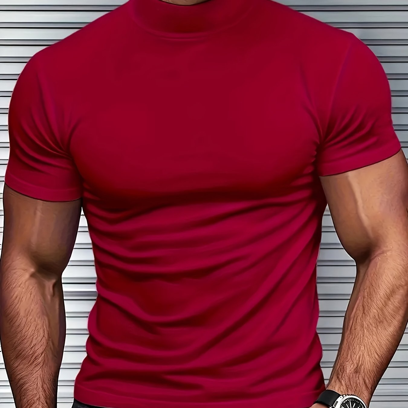 Men's High-Neck Short-Sleeve T-Shirt for Spring and Summer - Fashionable, Comfortable, and Essential for Casual Wear - ayq