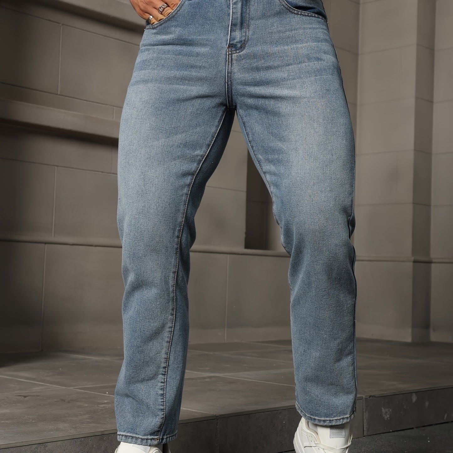 Men's Casual Denim Jeans, 80% 14.0% Viscose 5.0% Polyester 1.0% Modal Blend, Solid Color, Non-Stretch Fabric, Regular Fit, All-Season, Washed Finish, Woven - Multiple Sizes Available, Casual Wear Jeans|Versatile Jeans| Blend
