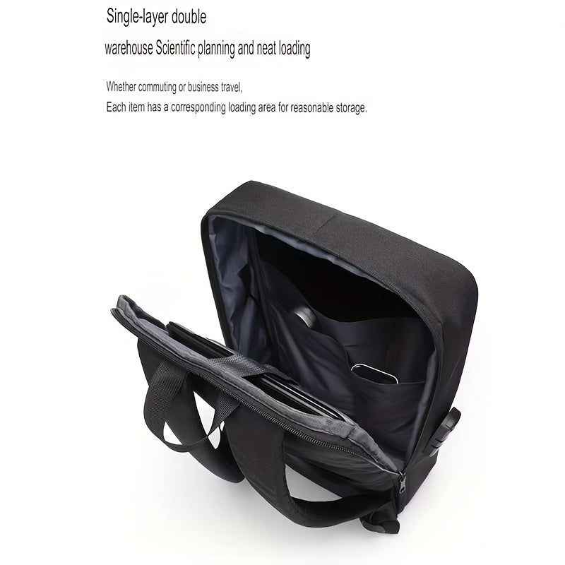 Durable Build, Business Style Laptop Backpack with Anti-Theft Design, Adjustable Shoulder Straps, Multiple Compartments, Zipper Closure PVC Lining - Black, Secure Laptop Storage Sleek Backpack Design Sturdy Zipper Closu