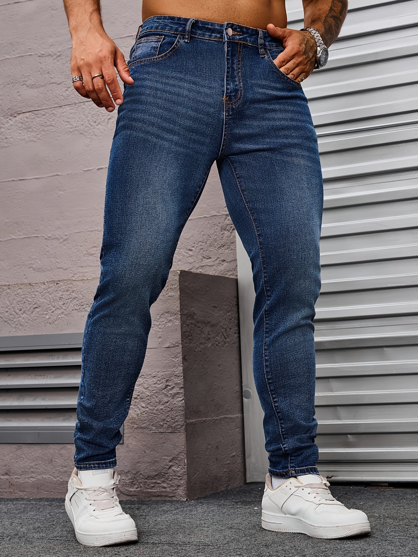 Men's Slim Fit Jeans - Rayon Blend, Stretch Denim, Solid Color, Machine Washable, Everyday Denim|Slim Fit Jeans|Rayon Blend Denim