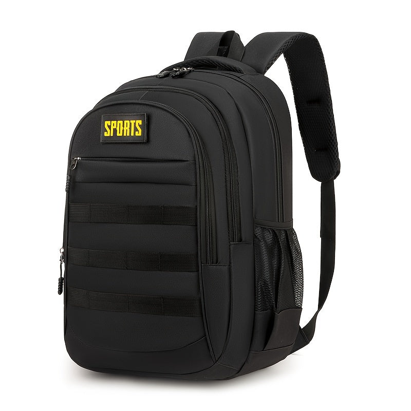 SPORTS Men's Casual Backpack - High-Capacity Camo & Solid Color Options, Durable Nylon, Ideal for Hiking, Travel & Students with Laptop Compartment